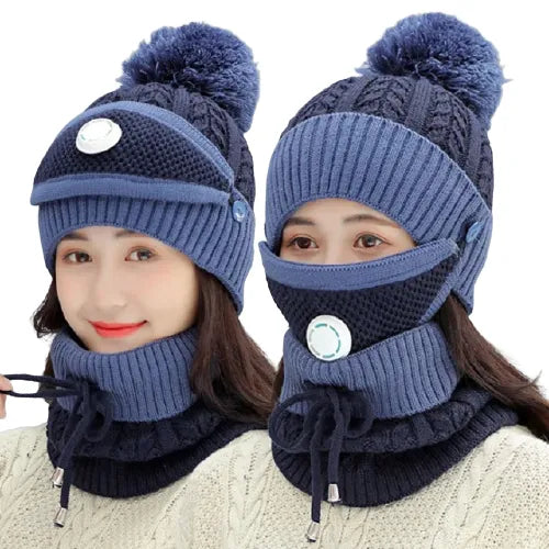 Winter Cap High Quality Warm Face Cover For Girls & Women Hat & Knitted Beanie Cap Multicoloured