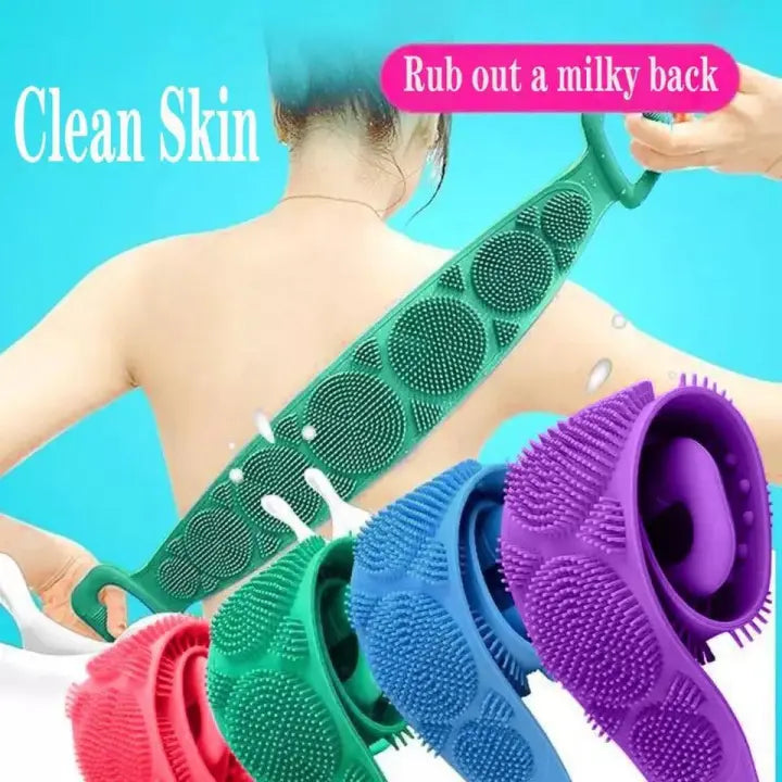 Pack Of 2 Silicone Back Scrubber Bath Belt, Bath Scrubber (Random Color)