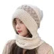 Women Knitted Beanie & Scarf Set – Soft Fur Winter Cap