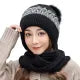 Women Knitted Beanie & Scarf Set – Soft Fur Winter Cap