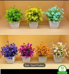 Pack of 8 Mini Plant Artificial Decoration Piece with pot Best for home & Office Decoration purpose